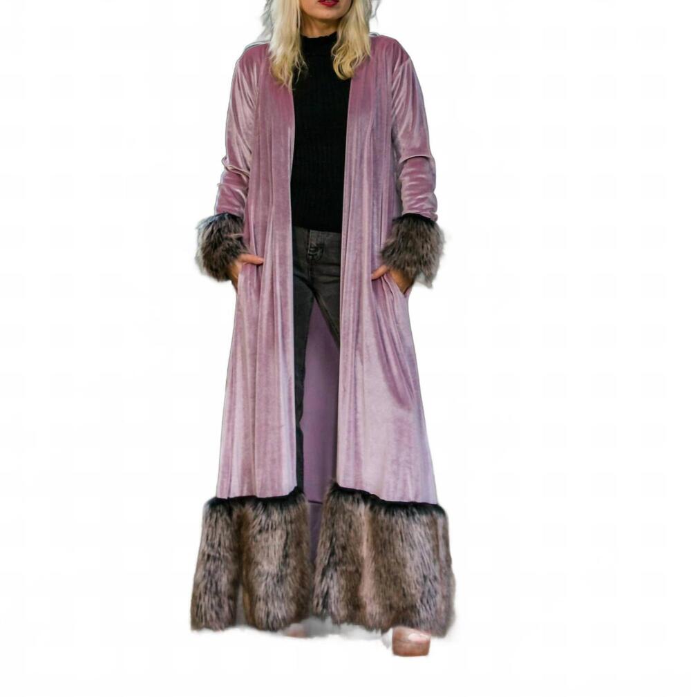 NEW JENNAFER GRACE velvet faux fur jacket in blush